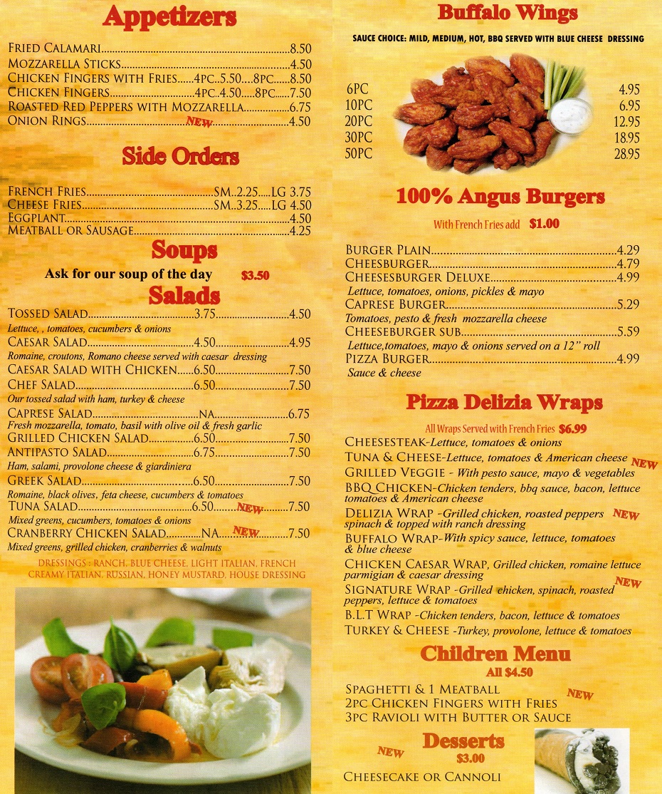 Pizza Delizia Italian Restaurant-Menu