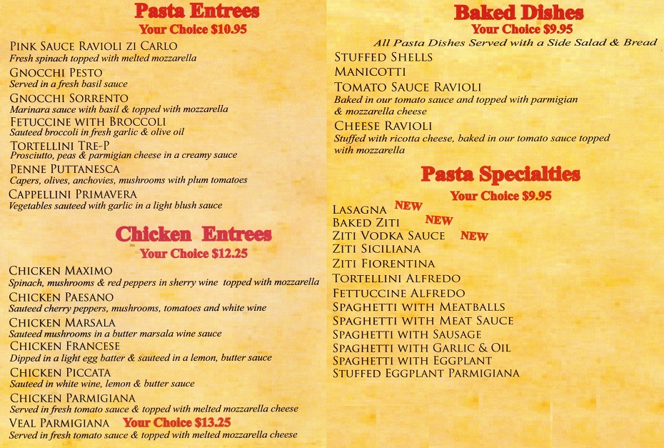 Pizza Delizia Italian Restaurant-Menu